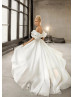 Sexy Ivory Organza Slit Wedding Dress With Detachable Sleeves Sexy Ivory Organza Slit Wedding Dress With Detachable Sleeves